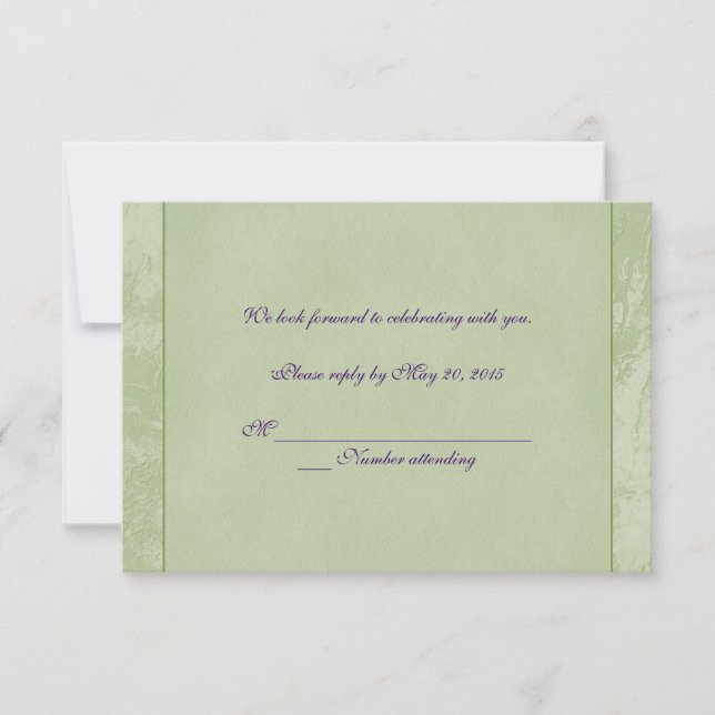 Convites RSVP com Floral Verde Relevado (Frente)