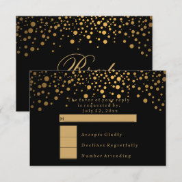 Convites RSVP Confetes Elegantes Dourados Casamento