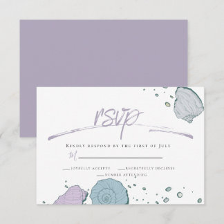 Convites RSVP | Costelas de praia casual Lilac Dusty Blue