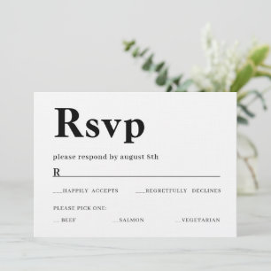 Convites RSVP Crad com texto em negrito