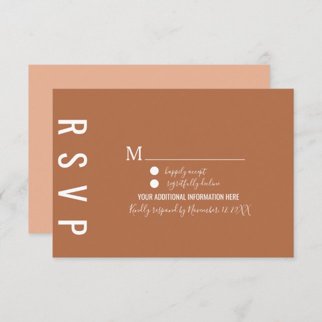 Convites RSVP da Boêmia de Terracotta Dark Minimalista (Frente/Verso)