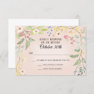 Convites RSVP de Aquarela Rosa-Rosa-Blush-Boêmia Selvagem