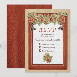 Convites RSVP de Arte de Textura de Couro e Suede