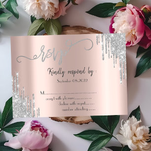 Convites RSVP de Bat Mitzvah com Gotas de Brilho Prateado