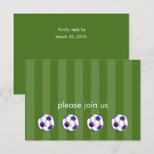 Convites RSVP de Bola de Futebol do bar Mitzvah Purple e Wh
