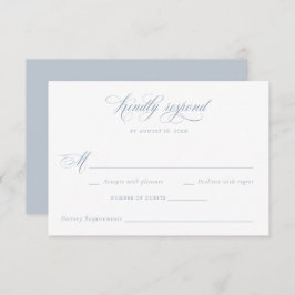 Convites RSVP de Casamento Azul Dusty do Script de Caligraf