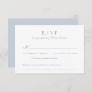 Convites RSVP de Casamento Azul Dusty do Script Elegante Mo