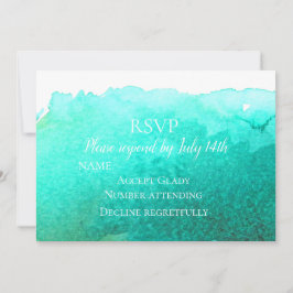 Convites RSVP de casamento azul turquesa praia moderno aqua