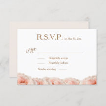 RSVP de Casamento Branco Dourado Floral de Rosas R