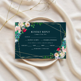 Convites RSVP de Casamento Chic Dourado e Suculente