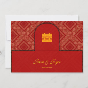 Convites RSVP de Casamento Chinês de Felicidade Du