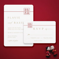 RSVP de Casamento Chinês de Felicidade Dupla Moder