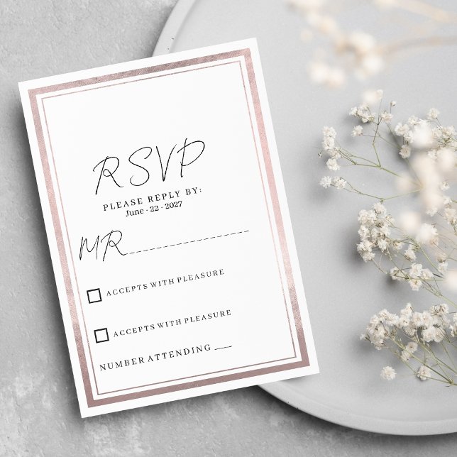 Convites RSVP de casamento com dourado rosa-claro (Blush pink rose gold silver glitter wedding RSVP)