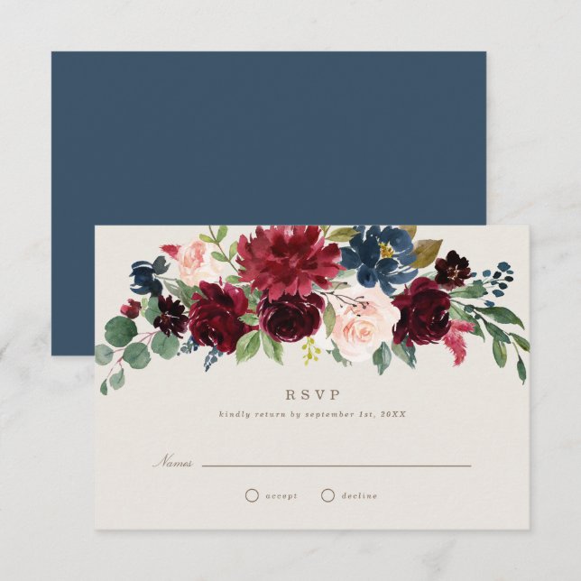 Convites RSVP de casamento com elegância outonal (Frente/Verso)