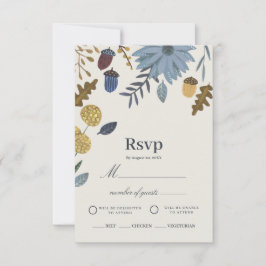 Convites RSVP de casamento com folhas de outono rústicas