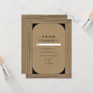 Convites RSVP de Casamento com Linhas Modernas Mínimas Kraf