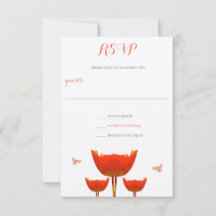 RSVP de Casamento com Papoulas Laranja e Abelhas