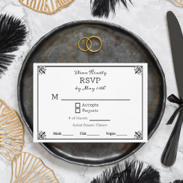 Convites RSVP de Casamento de Animação Branca e Negra