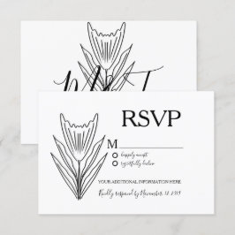 Convites RSVP de Casamento de Arte Floral de Botânica Minim