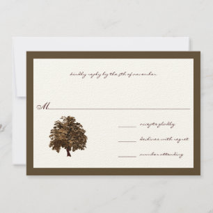 Convites RSVP de Casamento de Árvore de Oak Brown