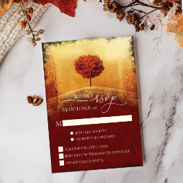 Convites RSVP de Casamento de Árvore de Queda Elegante