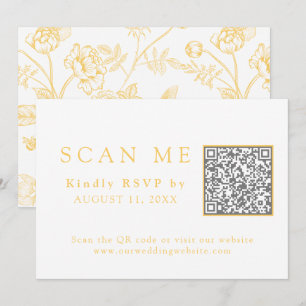 Convites RSVP de Casamento de Código QR da Chinoiserie Dour