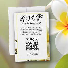 Convites RSVP de Casamento de Código QR Vertical Frangipani