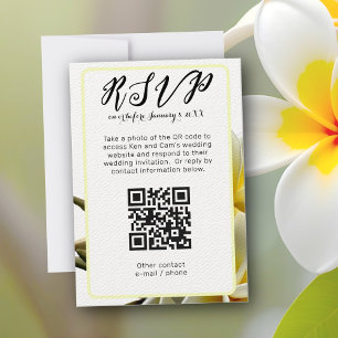 Convites RSVP de Casamento de Código QR Vertical Frangipani