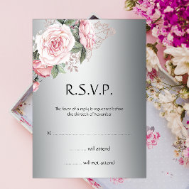 Convites RSVP de Casamento de Elegância de Rosa Rosa Rosa R