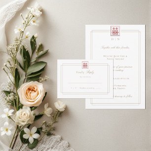 Convites RSVP de Casamento de Felicidade Dupla Elegante Mod