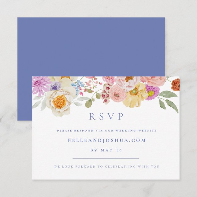 Convites RSVP de Casamento de Florais de Jardim Suave (Frente/Verso)