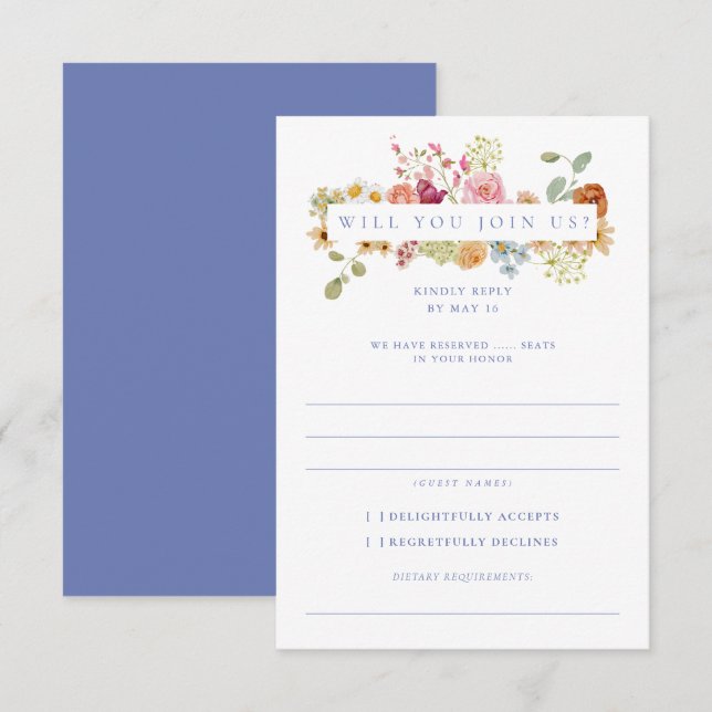 Convites RSVP de Casamento de Florais de Jardim Suave (Frente/Verso)