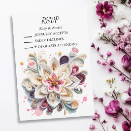 Convites RSVP de Casamento de Flores de Encerramento de Pap