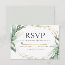 Convites RSVP de Casamento de Folgas Tropicais Modernas Ele