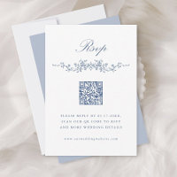RSVP de Casamento de Fronteira Floral Azul Clássic