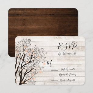 Convites RSVP de Casamento de Madeira Rústica em Árvore d