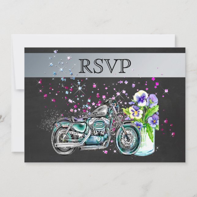 Convites RSVP de casamento de moto com jarro de Mason (Frente)
