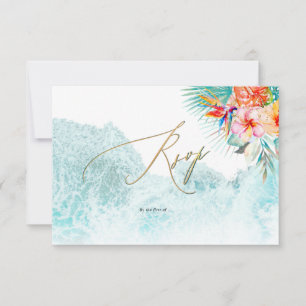 Convites RSVP de Casamento de Praia Tropical do Paraíso Tro