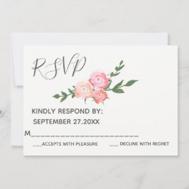 Convites RSVP de casamento de rosas em aquarela boho elegan