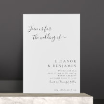 RSVP de Casamento de Script Branco Negro Minimalis