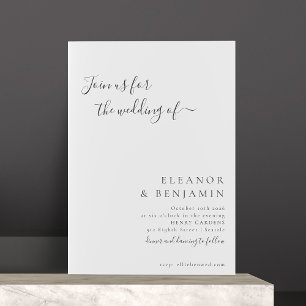 Convites RSVP de Casamento de Script Branco Negro Minimalis