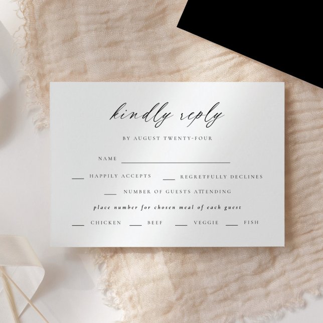 Convites RSVP de Casamento de Script Elegante Moderno (Criador carregado)