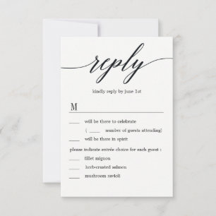 Convites RSVP de Casamento de Script Moderno com Opções de 