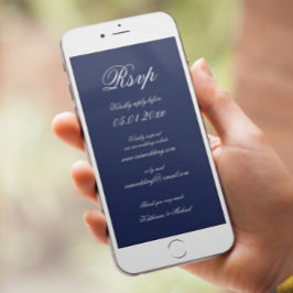 Convites RSVP de Casamento Digital Azul Mínimo Elegante