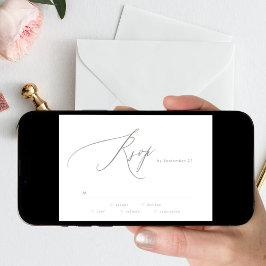 Convites RSVP de Casamento Digital Branco Verde da Sage