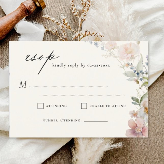 Convites RSVP de Casamento do Jardim de Flores Selvagens (Criador carregado)