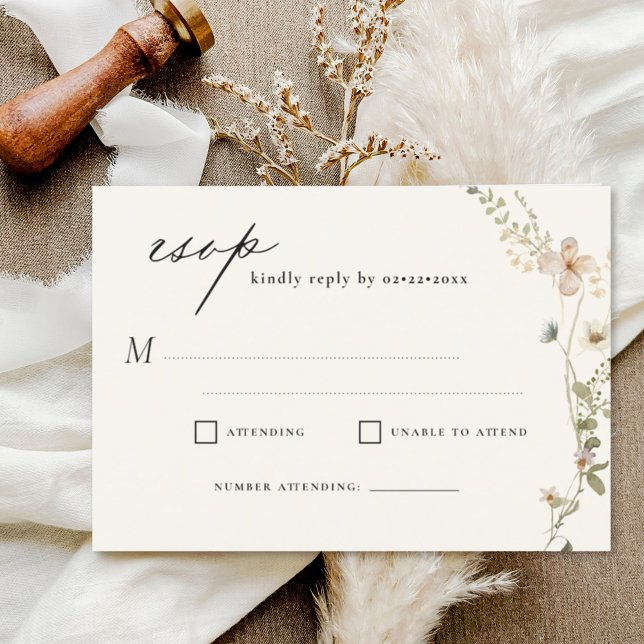 Convites RSVP de Casamento do Jardim de Flores Selvagens (Criador carregado)