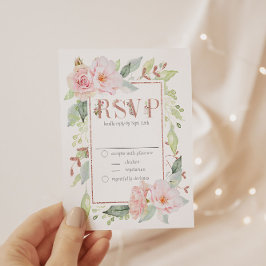 Convites RSVP de Casamento Dourado com Lusas Rosa Rosa Eleg