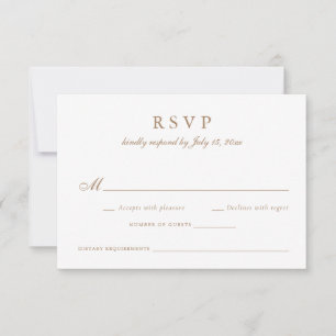 Convites RSVP de Casamento Dourado de Oliva Elegante Callio