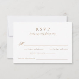 Convites RSVP de Casamento Dourado do Script de Caligrafia 